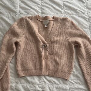 H&M Blush Pink Bow Cardigan Sweater